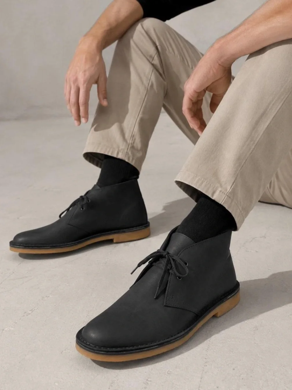 Clarks Bushacre 3 Black Leather Chukka Leather Boots NEW IN BOX